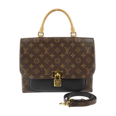 Pre-owned Louis Vuitton Black Brown Monogram Leather Handbag Shoulder Bag () In Black, Brown