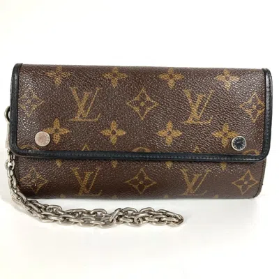 Pre-owned Louis Vuitton Black Brown Monogram Long Wallet (bi-fold) () In Multi