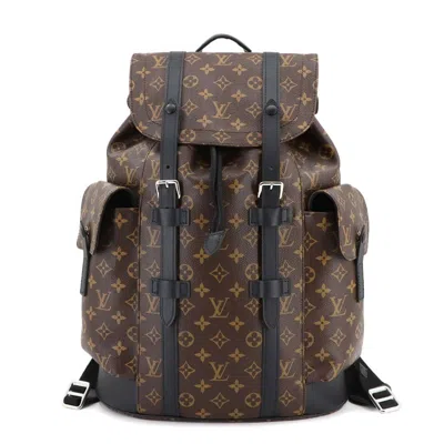 Pre-owned Louis Vuitton Black Brown Monogram Macassar Canvas Backpack () In Multi