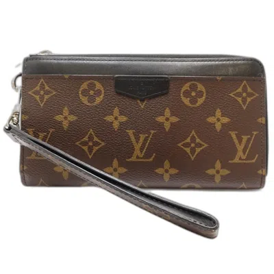 Pre-owned Louis Vuitton Black Brown Monogram Macassar Canvas Long Wallet (bi-fold) () In Multi