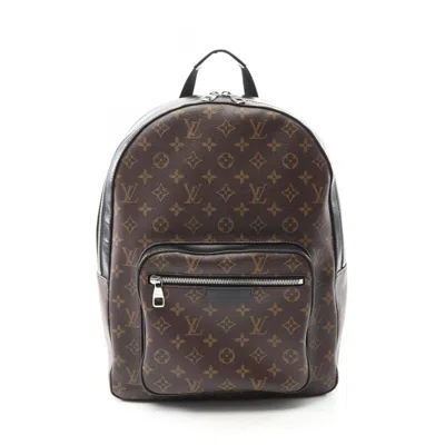 Pre-owned Louis Vuitton Black Brown Monogram Macassar Coated Canvas Backpack () In Multi
