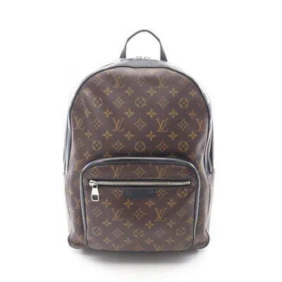 Pre-owned Louis Vuitton Black Brown Monogram Macassar Coated Canvas Leather Backpack () In Multi