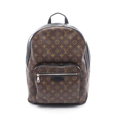 Pre-owned Louis Vuitton Black Brown Monogram Macassar Coated Canvas Leather Backpack () In Multi