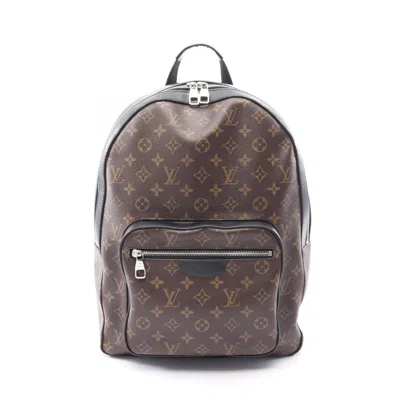 Pre-owned Louis Vuitton Black Brown Monogram Macassar Coated Canvas Leather Backpack () In Multi