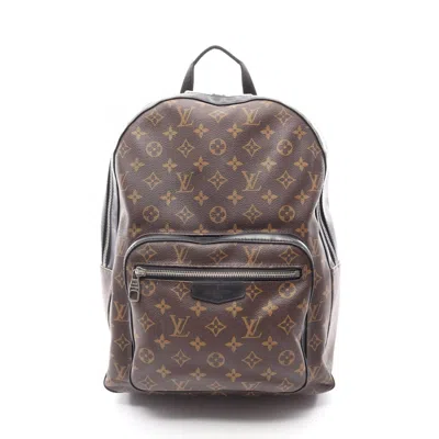 Pre-owned Louis Vuitton Black Brown Monogram Macassar Coated Canvas Leather Backpack () In Multi