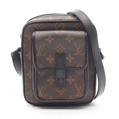 Pre-owned Louis Vuitton Black Brown Monogram Macassar Coated Canvas Pvc Leather Shoulder Bag ()