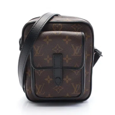 Pre-owned Louis Vuitton Black Brown Monogram Macassar Coated Canvas Pvc Monogram Leather Shoulder Bag (pre-own