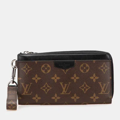 Pre-owned Louis Vuitton Black Brown Monogram Macassar Zippy Dragonne Wallet