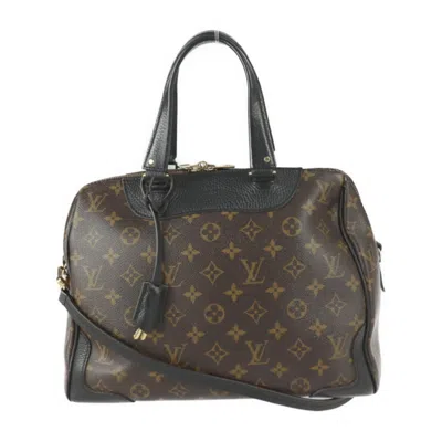 Pre-owned Louis Vuitton Black Brown Monogram Monogram Leather Boston Bag Handbag Shoulder Bag Tote Bag (pre-ow In Black, Brown, Monogram