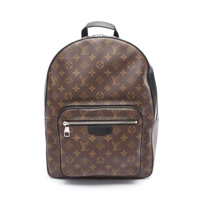 Pre-owned Louis Vuitton Black Brown Monogram Pvc Coated Canvas Leather Backpack () In Multi