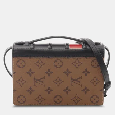 Pre-owned Louis Vuitton Black Brown Monogram Reverse Book Wallet