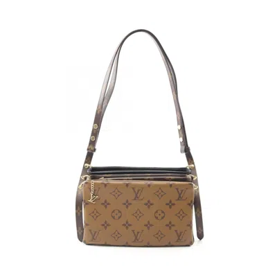 Pre-owned Louis Vuitton Black Brown Monogram Reverse Coated Canvas Pochette Shoulder Bag ()