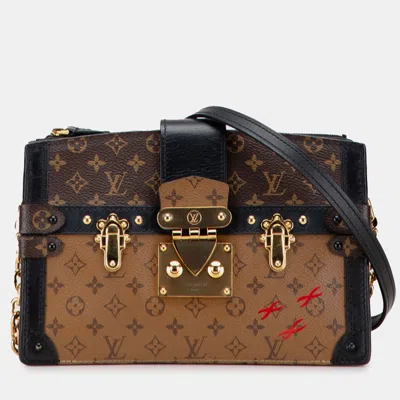 Pre-owned Louis Vuitton Black Brown Monogram Reverse Trunk Clutch