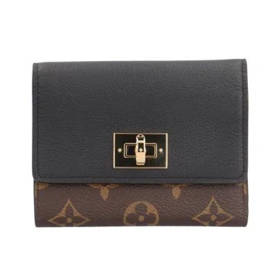 Pre-owned Louis Vuitton Black Brown Monogram Wallet (tri-fold) () In Multi