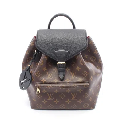Pre-owned Louis Vuitton Black Brown Noir Coated Canvas Leather Backpack ()