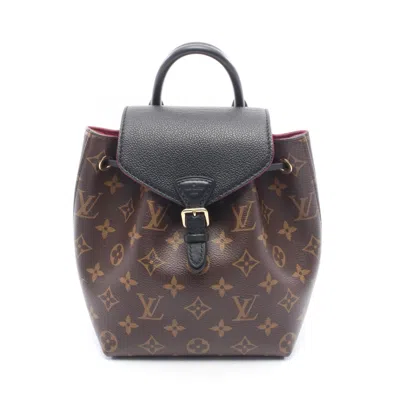 Pre-owned Louis Vuitton Black Brown Noir Coated Canvas Leather Backpack ()
