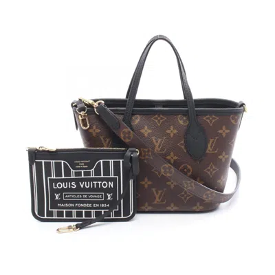 Pre-owned Louis Vuitton Black Brown Noir Coated Canvas Leather Tote Bag ()