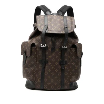 Pre-owned Louis Vuitton Black Brown Noir Pvc Leather Backpack () In Black, Brown, Noir