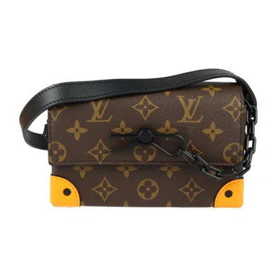 Pre-owned Louis Vuitton Black Brown Orange Monogram Canvas Leather Pochette Shoulder Bag () In Black, Brown, Orange