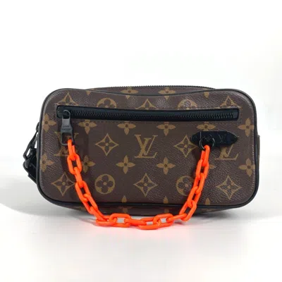 Pre-owned Louis Vuitton Black Brown Orange Monogram Clutch Bag Pochette Pouch ()