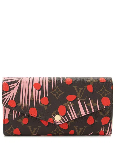 Pre-owned Louis Vuitton Black, Brown, Pink, Red Coated Canvas Jungle Dots Sarah Wallet  (authentic Pre-loved)