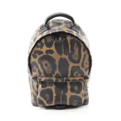 Pre-owned Louis Vuitton Black Brown Pvc Coated Canvas Leather Backpack ()