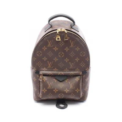 Pre-owned Louis Vuitton Black Brown Pvc Coated Canvas Leather Backpack ()