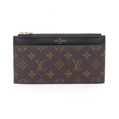 Pre-owned Louis Vuitton Black Brown Pvc Coated Canvas Leather Bill Wallet (bi-fold) ()