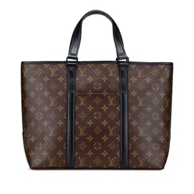 Pre-owned Louis Vuitton Black Brown Pvc Leather Tote Bag () In Multi