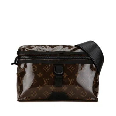 Pre-owned Louis Vuitton Black Brown Vinyl Leather Shoulder Bag () In Black, Brown