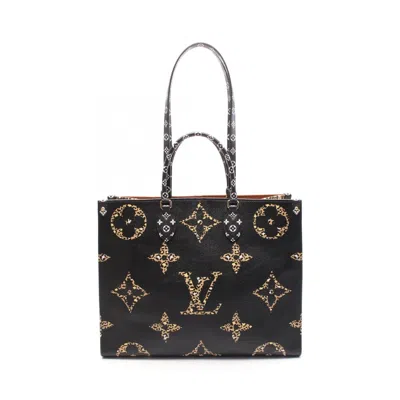 Pre-owned Louis Vuitton Black Brown White Coated Canvas Monogram Pvc Tote Bag ()
