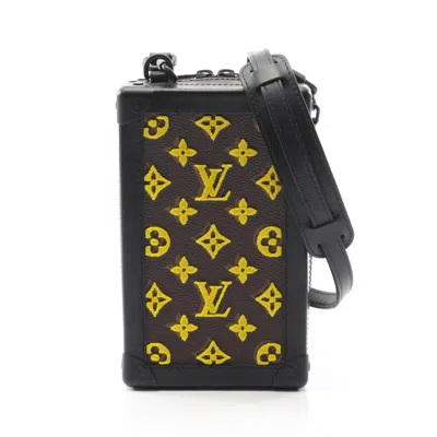 Pre-owned Louis Vuitton Black Brown Yellow Pvc Monogram Coated Canvas Leather Shoulder Bag ()