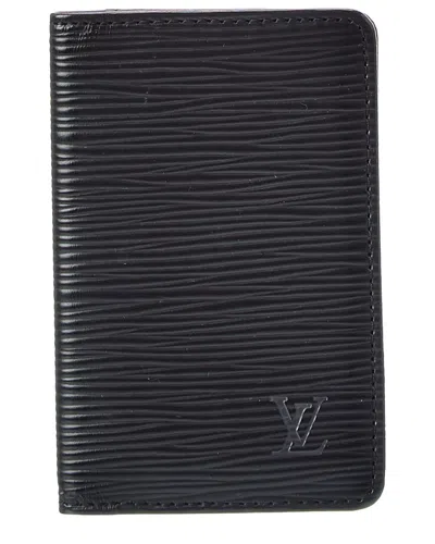 Pre-owned Louis Vuitton Black Calf Leather Card Case (authentic Pre-loved)