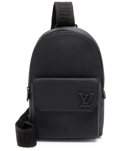 Pre-owned Louis Vuitton Black Calfskin Aerogram Pilot Slingbag (authentic Pre-loved)