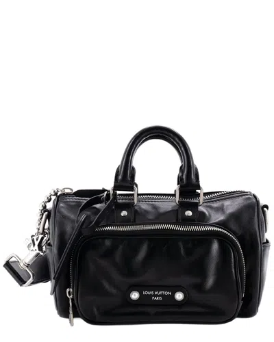 Pre-owned Louis Vuitton Black Calfskin & Monogram Leather Keepall Cargo Bandouliere 25