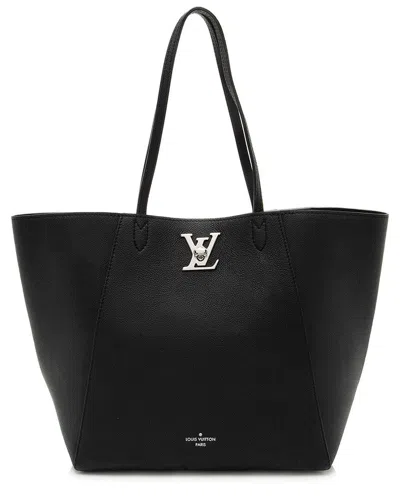 Pre-owned Louis Vuitton Black Calfskin Lockme Cabas (authentic Pre-loved)