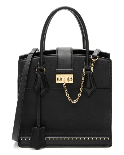 Pre-owned Louis Vuitton Black Calfskin Studded Marly Pm (authentic Pre-loved)