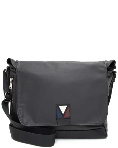 Pre-owned Louis Vuitton Black Calfskin V-line Messenger (authentic Pre-loved)