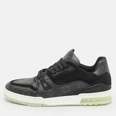 Pre-owned Louis Vuitton Black Canvas And Leather Lv Trainer #54 Sneakers Size 42.5