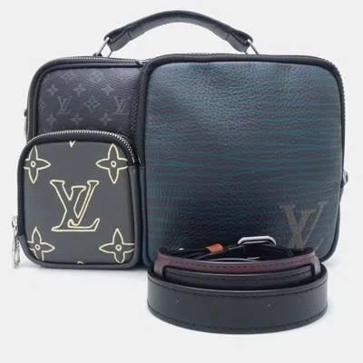 Pre-owned Louis Vuitton Black Canvas And Leather Monogram Eclipse Patchwork Messenger Bag