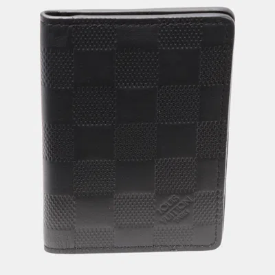 Pre-owned Louis Vuitton Black Canvas Leather Organizer De Poche Card Case