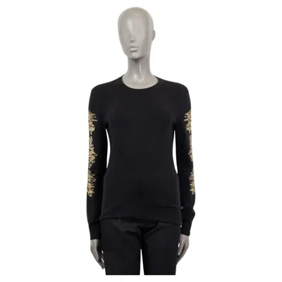 Pre-owned Louis Vuitton Black Cashmere Blend Gold Embroidered Sweater S
