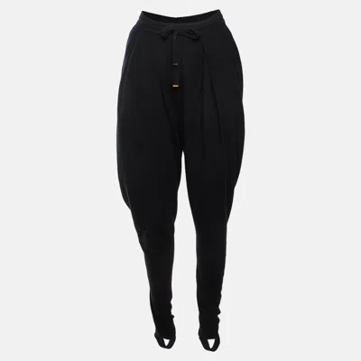 Pre-owned Louis Vuitton Black Cashmere Knit Draped Stirrup Pants M