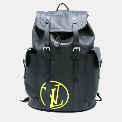 Pre-owned Louis Vuitton Black Christopher Pm Epi Lv Circle Leather Backpack