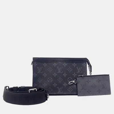 Pre-owned Louis Vuitton Black Coated Canvas And Leather Eclipse Gaston Wearable Wallet