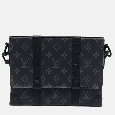 Pre-owned Louis Vuitton Black Coated Canvas And Leather Trunk Messenger Bag