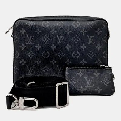 Pre-owned Louis Vuitton Black Coated Canvas Eclipse Trio Messenger