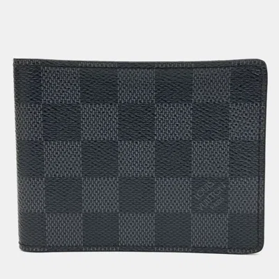 Pre-owned Louis Vuitton Black Coated Canvas Graphite Slender Wallet