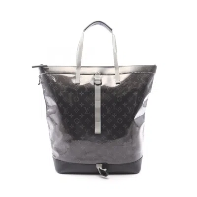 Pre-owned Louis Vuitton Black Coated Canvas Leather Backpack Handbag ()