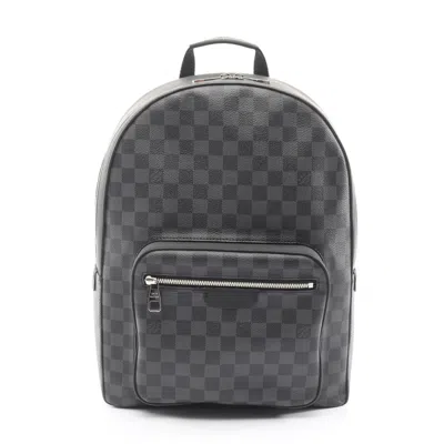 Pre-owned Louis Vuitton Black Coated Canvas Leather Backpack ()